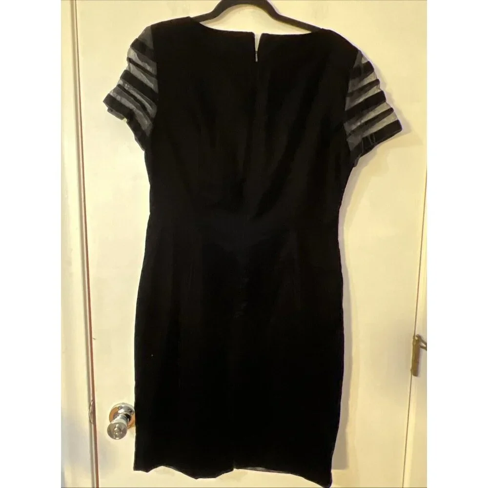 Maggy London Velvet Short Sheer Sleeve Dress‎ Size 12 Preppy Fairygrundge Gothic